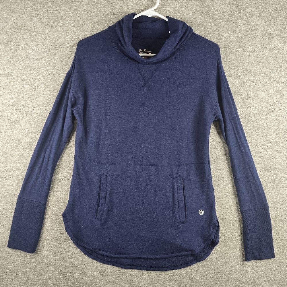 Lilly Pulitzer Fabletic XS Top Long Sleeve Blue Cowl Neck (G27)